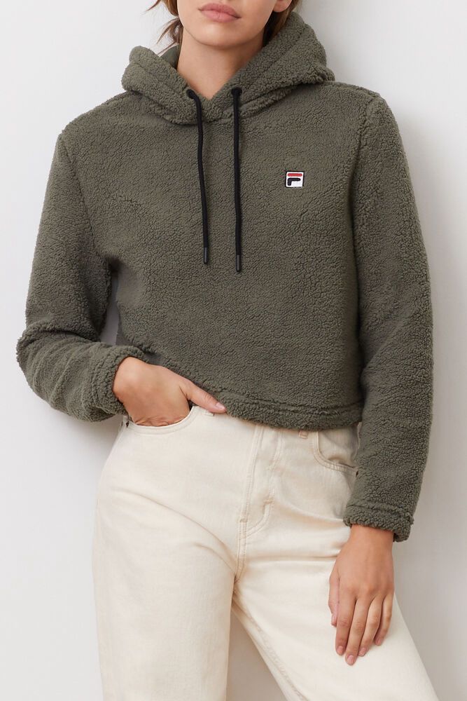 Fila Hoodie Damske Ember Crop Olivovo Zelená - CDLOH5786